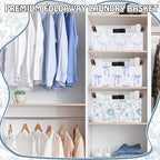 Boao 3 Pcs Blue Bow Storage Bin Collapsible Large Storage Baskets for Gifts Empty Candy Holiday Decor Canvas Laundry Basket F