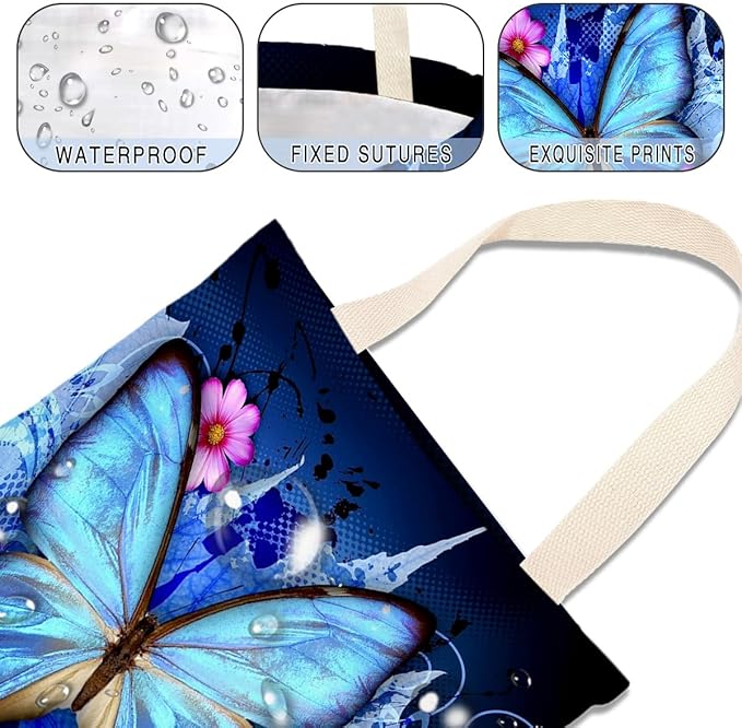Car Trash Bag Hanging No Snap Small Garbage Bag for Car Back Seat Cute Printed One-handed Strap Trash Bags Car Accessories-Blue Butterfly Car Trash Bags