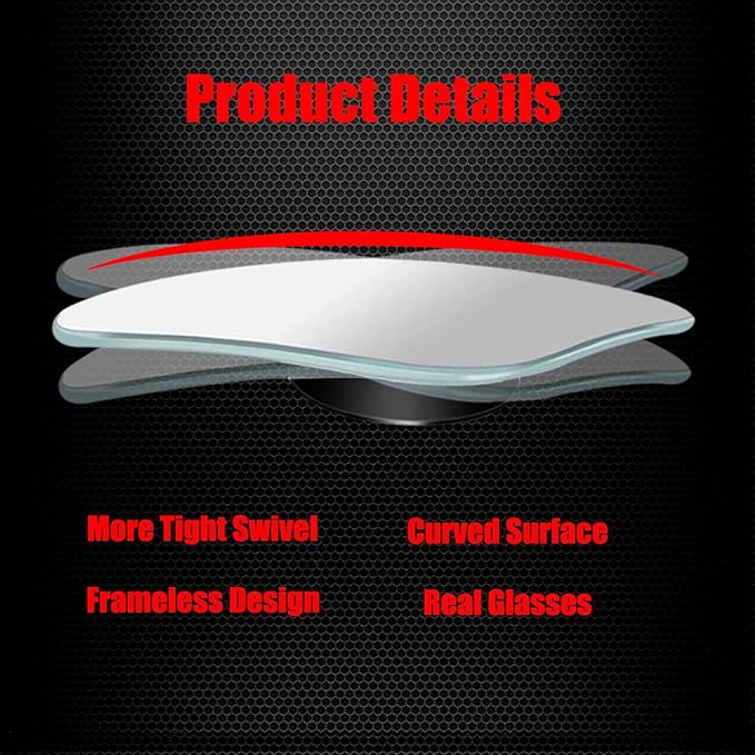 Ampper Fan Shaped Blind Spot Mirror, Frameless HD Glass Convex Wide Angle Stick on Blindspot Mirror Rearview Car Mirror for Car SUV and Truck (Large, Pack of 2)