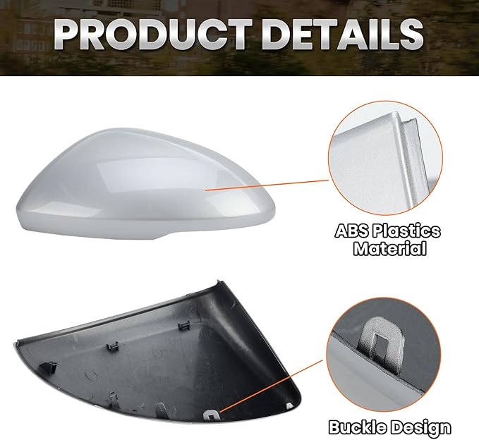 Left Driver Side Mirror Cover Caps Compatible with Chevrolet Chevy Cruze 2017 2018 2019 Replacement Rear view Mirrors Trim (Silver)