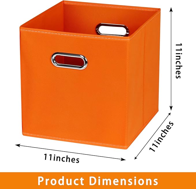 Fabric storage bins Cubes, Fabric Cube Organizer with Handle, Foldable Cube Bins for Cloth or Accessary Storage, 11x11x11, Se