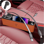 Car Seat Gap Filler Organizer with 69W Retractable Car Charger & Bluetooth Earpiece for Driving Calls, Car Accessories with Trucker Headset, Fits Sedans, SUVs, Pickup Trucks & Crossovers