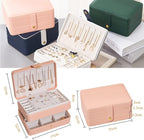 KOOAAICCHI Small Jewelry Box, Travel Jewelry Organizer, Portable Jewelry boxes for Women Girls Gift, Double Layers PU Leather
