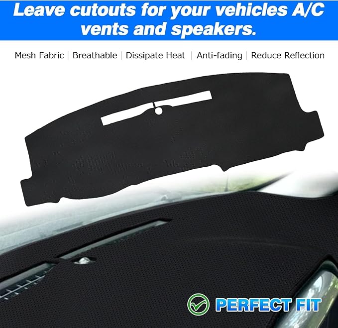 FIILINES Dash Cover Fit for 2014-2018 Chevy Chevrolet Silverado/GMC Sierra 1500, 2015-2019 Silverado/GMC Sierra 2500HD 3500HD