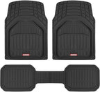 Motor Trend 943-BK FlexTough Defender Car Floor Mats -Next Generation Deep Dish Heavy Duty Contour Liners for Car SUV Truck & Van-All Weather Protection, Trim to Fit Most Vehicles Black