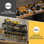 YYR Heavy Duty Power Tool Organizer Wall Mount, Cordless Drill Hanger Storage Rack, Battery Tools Holder with Charging Statio