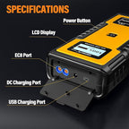Car Jump Starter 1000A, Super Capacitor Jump Starter Non-Battery for 12V Gas Diesel Engines, 12V Portable Jump Starter for