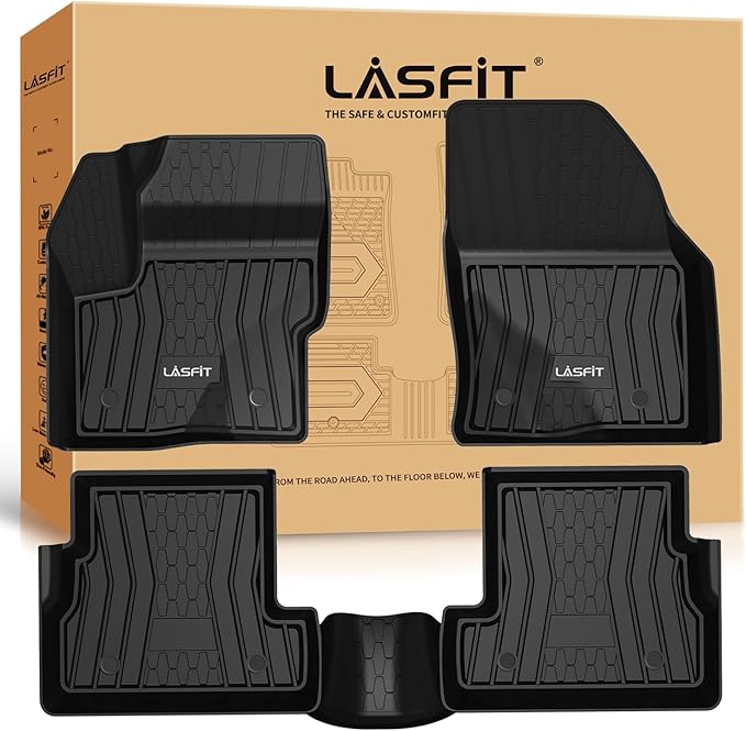 LASFIT Floor Mats Fit for Lincoln MKC 2019 2018 2017 2016 2015 TPE All Weather Floor Liners Custom Fit Car Mats 2015-2019 Accessories, 1st and 2nd Rows Floor Mats - Black