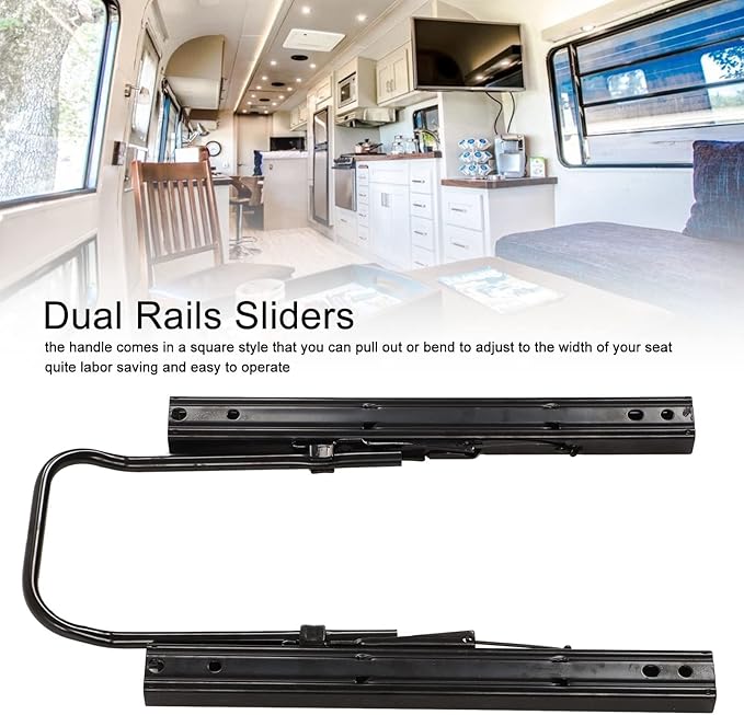 Seat Slide Set,Seat Slider Track,Seat Slide Set Steel Dual Rails Double Locking Adjustable Seat Slider Track for RVs Boats Trucks Seat Adjuster Kit