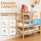4 Tier Bamboo Shoe Rack Storage Organizer for Closet, Multifunctional Stackable Free Standing Shoe Shelf Organizer for Small 