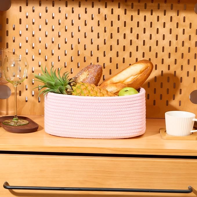 MiniArk Small Storage Baskets for Organizing | Closet Organizer Bins | Shelf Toy Basket | Woven Rope Baskets | Cube Decorativ