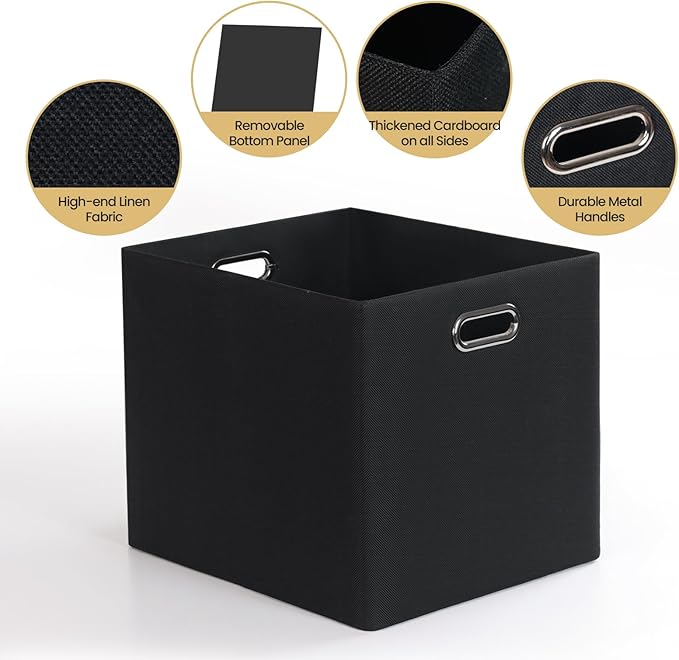 Posprica 3X Thicker Collapsible Storage Bins,13×15x13 Foldable Storage Cube Boxes Fabric Drawer for Closet Shelf Cabinet Book