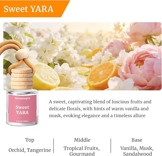 Car Air Fresheners, Hanging Car Essential Oil Diffuser-Sweet YARA, Aromtopia Long-Lasting Odor Eliminator Automotive Air Frag