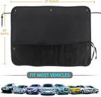 Car Sun Shade Side Window, 2 Pcs Blackout Car Window Shade for Baby Privacy with Storage Net Pockets Auto Curtains 7 Suction Cups for Heat/UV Protection Sun Block Covers