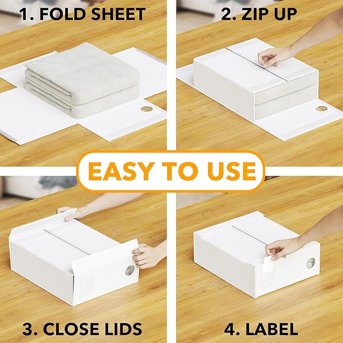 SpaceAid 6 Pack Bed Sheet Organizers and Storage, Foldable Sheet Organizer with Window for Linen Closet, Set Folder Keeper fo