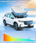 for Chevrolet Trax 2013-2023 Windshield Sun Shade - Custom Fit Chevy Trax LS, LTZ, Premier, SUV 4 Layers Car Sunshades for Front Windows Shade 250T Retractable Shade Blocks UV Rays Car Accessories
