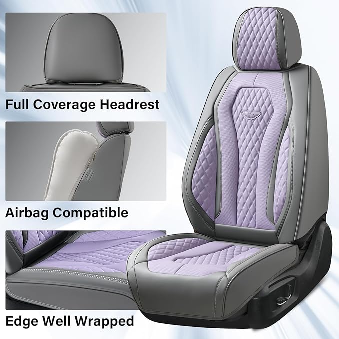 Coverado Leather Seat Covers 2 Seats, Car Seat Covers Front Seats, Purple Car Seat Cover 2 Pack, Front Car Seat Covers, Car S