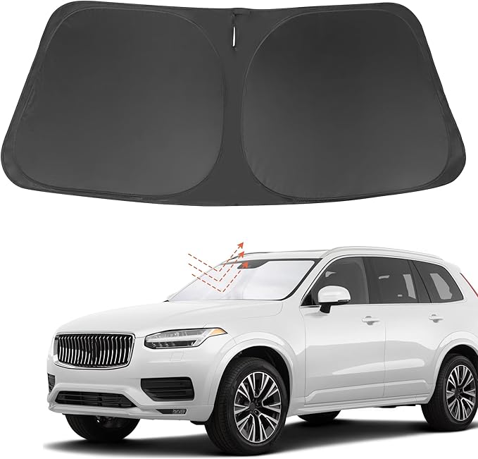 Front Windshield Sun Shade Foldable Car Front Window Sun Shade Windshield Shade Custom Fit for 2016-2025 2026 Volvo XC90 Block UV Rays Car Accessories Heat Keep Cooler
