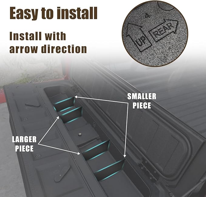 Muslogy for 2023-2026 Colorado & Canyon Tailgate Organizer Storage Divider 4PCS Black ABS Material Compatible with Chevy Colorado/GMC Canyon StowFlex Tailgate Accessories 2023 2024 2025 2026