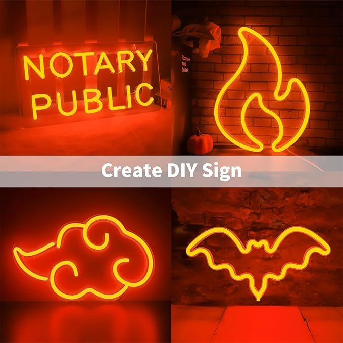 iNextStation 12V Orange LED Strip Lights 16.4FT, Flexible Silicone Neon Rope Light with Power Adapter, Waterproof, Cuttable, Dimmable & Linkable, LED Lights Strip for Bedroom, Kitchen(with Plug)