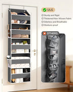 ULG Over-the-Door Organizer 5 Tiers, Large Pocket Hanging Rack with 4 Mesh Side Pockets, Space Saving Closet Door Organizer f