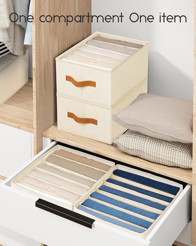 Homsorout Closet Organizers and Storage - Fabric Clothes Organizer with Handles, Foldable Jeans Organizer for Clothes, Drawer
