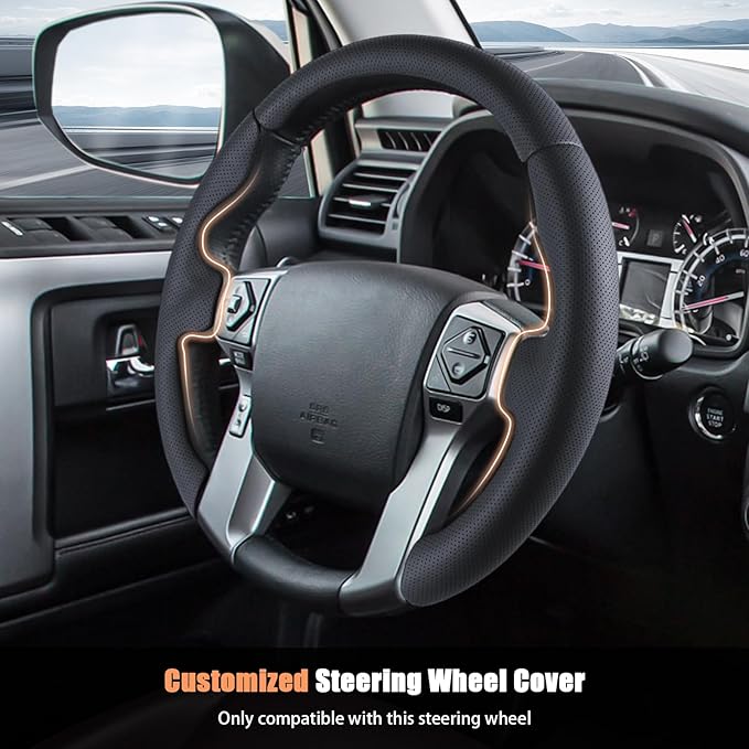 Aimato Customized Steering Wheel Cover for Toyota Tacoma 2012-2023/4Runner 2010-2024/Tundra 2014-2021/Sequoia 2014-2022 Thin,Anti-Slip,Scratch-Resistant Exclusive Car Accessory for Toyota