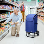 KEDSUM 2 in 1 Shopping Carts for Groceries, 330 lbs Grocery Cart on Wheels, Foldable Utility Carts with Wheels, Load-Bearing Hand Truck with Waterproof Bag for Shopping, Camping, Laundry, Garden, Blue
