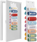 Over The Door Hoodie Organizer, Double Sided Holds 16 Hoodies, White Hanging Storage with 2 Hooks and Rope for Door Closet Ca