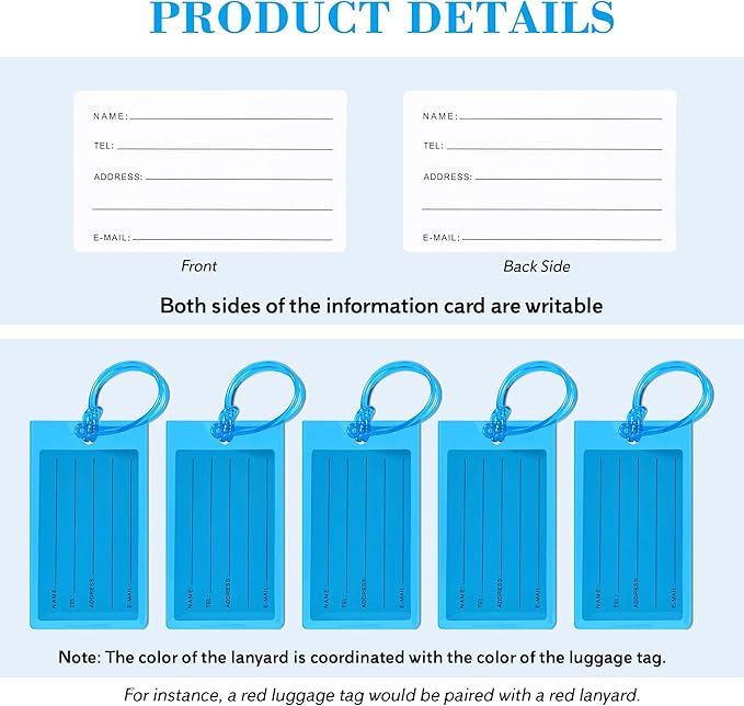 30 Pack Luggage Tags for Suitcases, Airplane Travel Essentials for Flying, International Travel Must Haves, and Luggage Acces