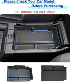 2024 2025 2026 Crosstrek Center Console Organizer for Subaru Crosstrek (Base/Premium/Sport/Limited/Wilderness), 2025 Crosstrek Console Tray 2026 Crosstrek&Impreza Accessories (with Blue Mats)