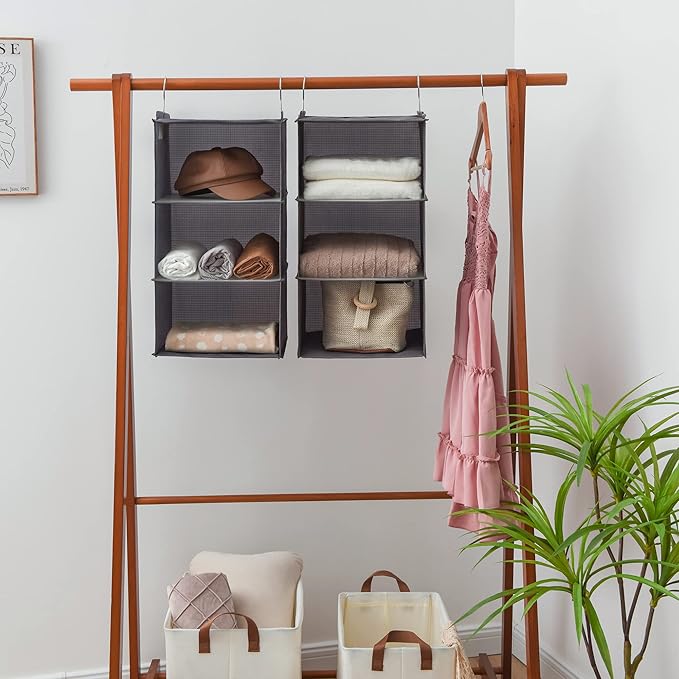 GRANNY SAYS 6-Shelf Hanging Organizer for Closet, Separable to 2 Pack 3-Shelf Hanging Shelves, Hanging Organizer for Bedroom,