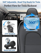 Headrest Tablet Holder for Tesla Model 3/Y/S/X [Up to 15.6"][Large Clamp] Road Trip Essentials, Backseat iPad Mount for Thick Cases, Fits 5.5-15.6" iPad Pro/Air/Mini, Galaxy Tab, Fire Tablets