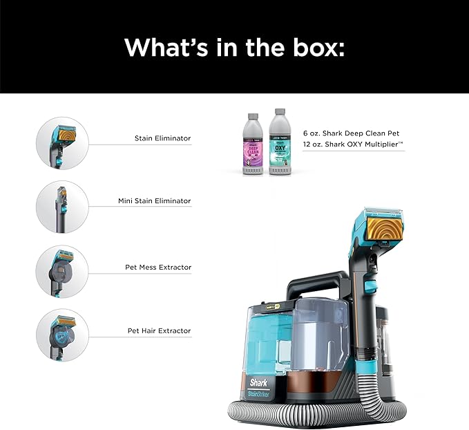 Shark StainStriker HairPro Portable Carpet, Upholstery & Area Rug Cleaner with Pet Mess & Hair Tools, Self-Cleaning, Perfect 