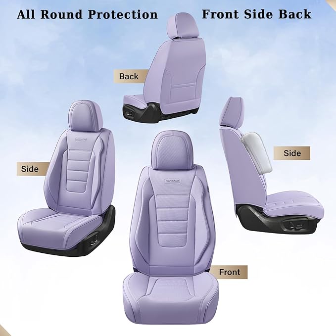 Coverado Car Seat Covers Full Set, Nappa Leather Seat Covers for Cars, Car Seat Protector Car Seat Cushion, Front and Back Se