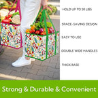 4 Pack Reusable Grocery Bags, Large Heavy-Duty Shopping Tote with Box Shape, Foldable Car Organizer Trunk Bin with Reinforced Handles Hard Bottom for Picnic, Toy, Cloth, Hold up to 50 Lbs