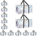 12 Pack-Extra Large Heavy Duty Moving Bags - Waterproof Storage Totes with Handles & Zippers, Foldable for College Dorm, Stor