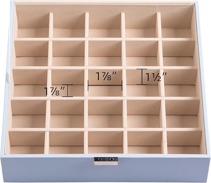 Frebeauty Earring Organizer Classic Jewelry Box 50 Slots Double Layer Jewelry Storage Case with 6 Necklace Hook and Bracelet 