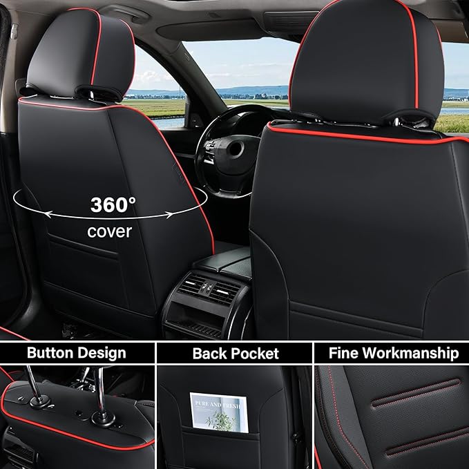Coverado Car Seat Covers, Front Covers for Cars, Car Seat Cover Front Seats, Car Seat Protector Waterproof, Leather Cushion, 