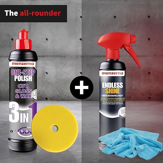 menzerna One-Step Polish 3in1 I Medium Cut Polish with High Gloss Finish & Seal in One I Buffing & Polishing Compound for Car Maintenance I Swirls, Holograms & Scratches I Car Body Repair I 8 fl oz.