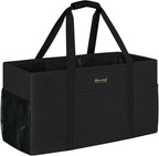 GhvyenntteS Extra Large Utility Tote Bag, Stand Up Utility Tote with Metal Wire Frame & Hard Bottom Board, Reusable Grocery Bags With Handles, Extra Large Beach Bag, Collapsible Car Tote