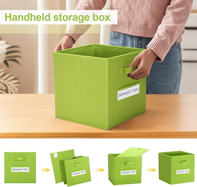 artsdi 13x13 storage cube bins (Set of 10) Foldable Fabric storage cubes with 10 Labels Window Cards & a Pen,13 inch cube sto