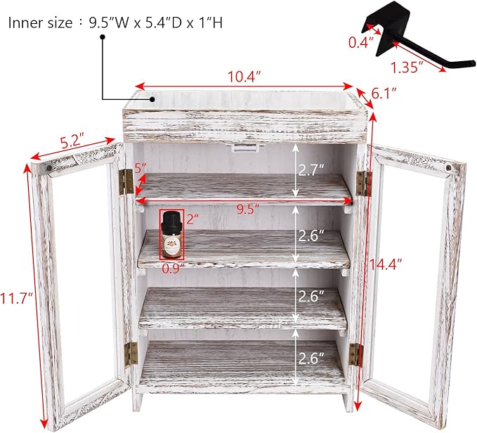 Ikee Design Wooden Countertop Storage Cabinet. Customizable Organizer with Adjustable Shelves, Glass Window Door and Removabl