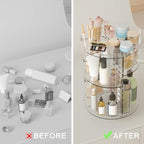 Rotating Makeup Organizer, DIY 8 Adjustable Layers Spinning Skincare Organizer, Cosmetic Display Case with Brush Holder Perfu