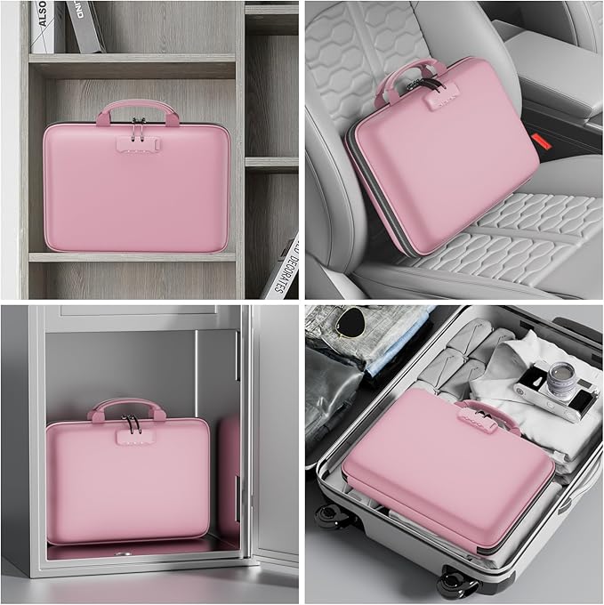 DocSafe Fireproof File Organizer with Lock, Hard-Shell Case Fireproof Document Box with 13 Pocket Accordion File Folder, Port