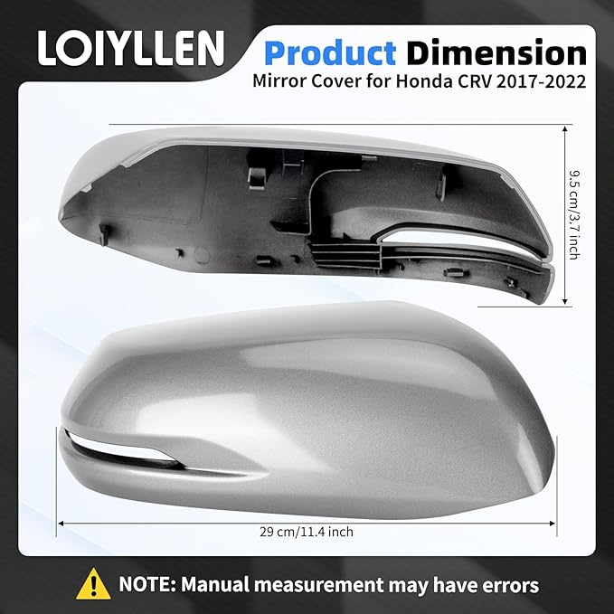Passenger Side Mirror Cover Replacement for Honda CRV 2017 2018 2019 2020 2021 2022 - Right Side Mirror Covers, Rear View Mirrors Cap Accessories Grey, With Lamp