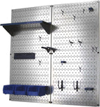 Wall Control Metal Pegboard Organizer Utility Tool Storage and Garage Pegboard Organizer Kit with Metallic Tool Board and Blu