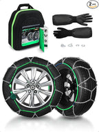 YHTAUTO Set of 2 Snow Chains 16mm Easy Installation for Pickup Truck SUV Passenger Car Tire Chains Auto-Tightening Alloy Stee