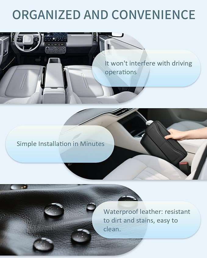 FLORICH Car Seat Gap Filler, Premium Leather Center Console Organizer, Front Seats Gap Filler Organizer and Storages Universal Fit for Car SUV Truck