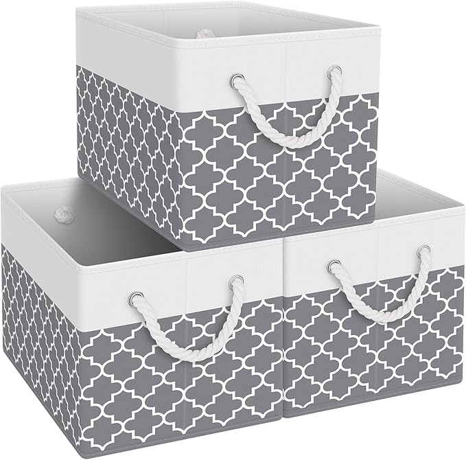Fab totes Storage Bins [3-Pack], Foldable Storage Baskets for Organizing Toys, Books, Shelves, Closet, Large Storage Box with
